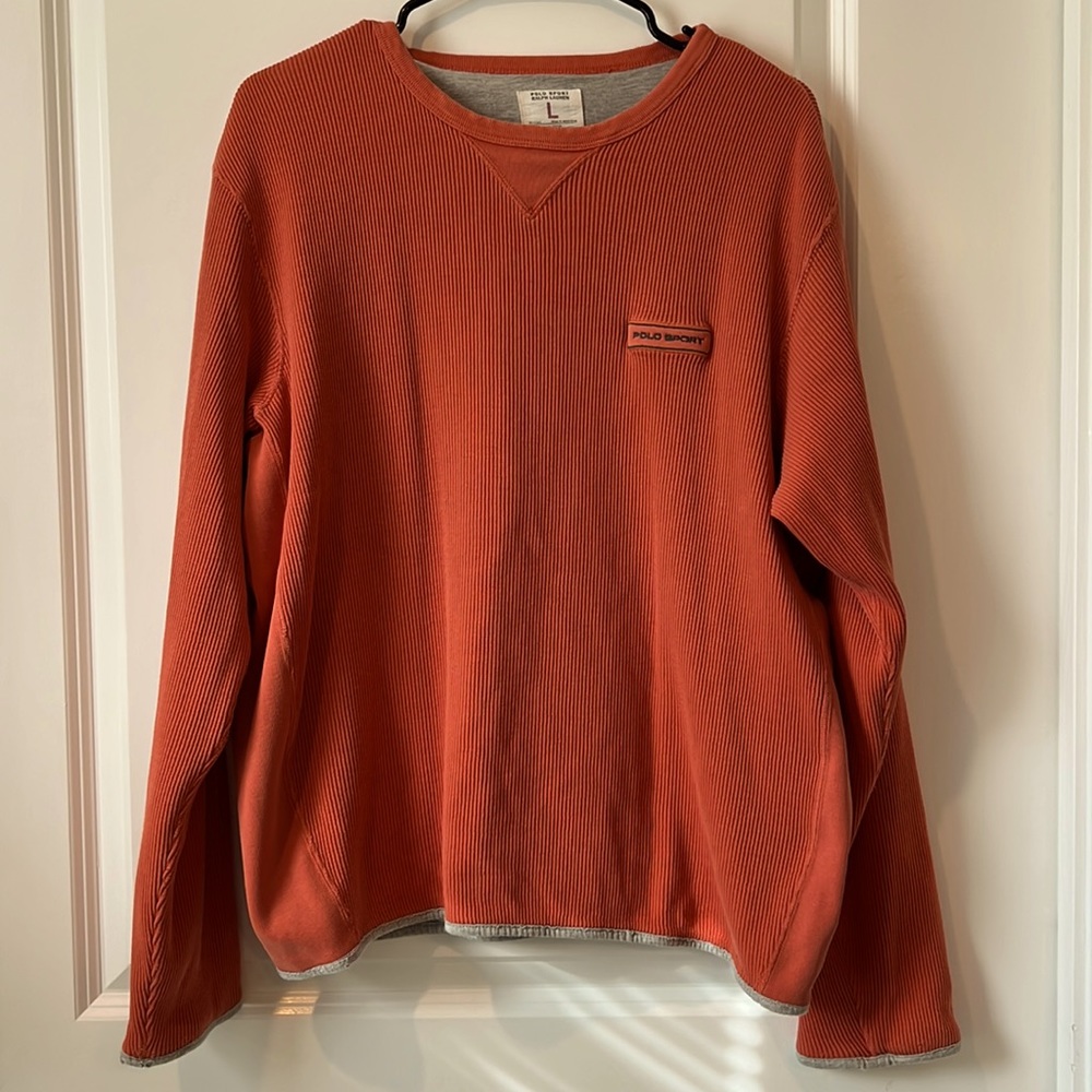 Rare Vintage 90s Orange Polo Sport Ralph Lauren Crewneck Sweatshirt Men’s Size L